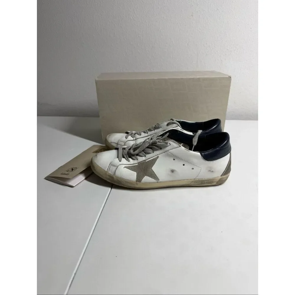 Golden Goose Super-Star Low Top Sneaker   White Blue Size 41 EU/ 8 US Men’s